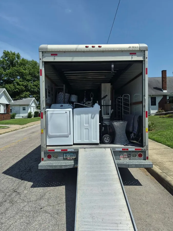 Ready Now Anytime crew and moving truck on a Southern Indiana job